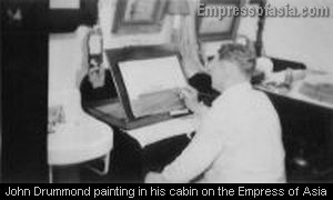 John Drummond painting the "Empress of Asia" in his quarters